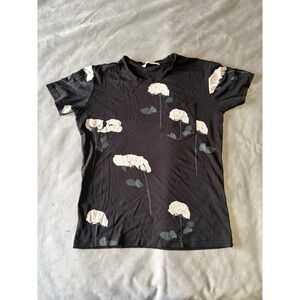 Kenzo Paris Mens Floral Graphic Pocket T-Shirt Black White Small